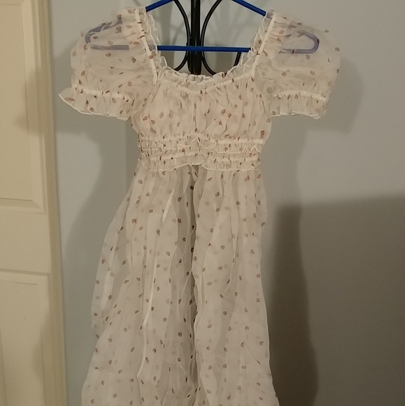 Selkie La Fraise Strawberry Print Silk Gauze Boudoir Dress - XS / NWOT - Picture 7 of 9